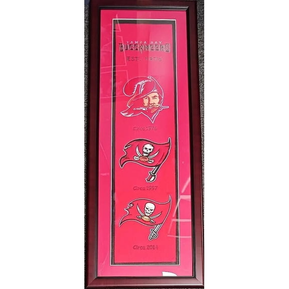 Tampa Bay Football Logo History Felt Banner - 14 x 37 Frame