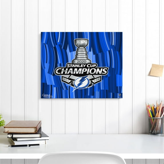 Tampa Bay Lightning 2020 Stanley Cup Champions Stretched 16" x 20" Embellished Canvas Giclee Print - Art by Charlie Turano III