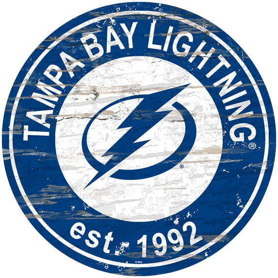 Tampa Bay Lightning 24'' x 24'' Distressed Round Sign