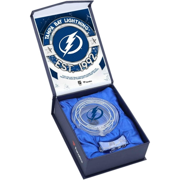 Tampa Bay Lightning Crystal Puck - Filled with Home Ice from the 2023-24 Season
