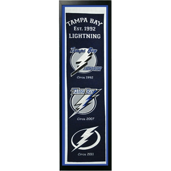 Tampa Bay Lightning Logo History Felt Banner Framed Bolts