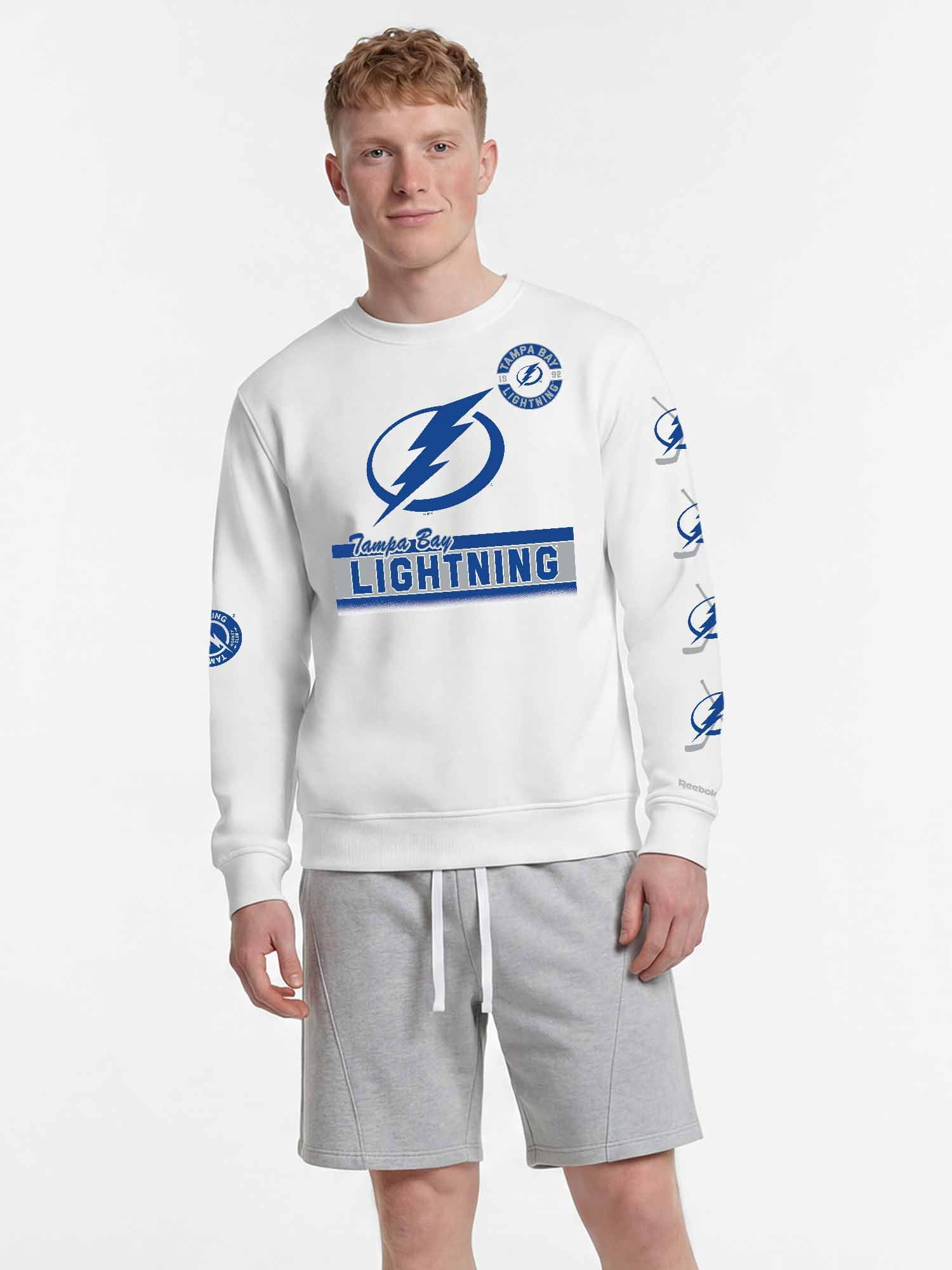 Tampa Bay Lightning Reebok Mens White Crew Sweatshirt