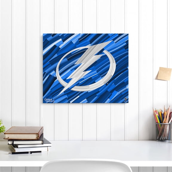 Tampa Bay Lightning Stretched 16" x 20" Embellished Canvas Giclee Print - Art by Charlie Turano III