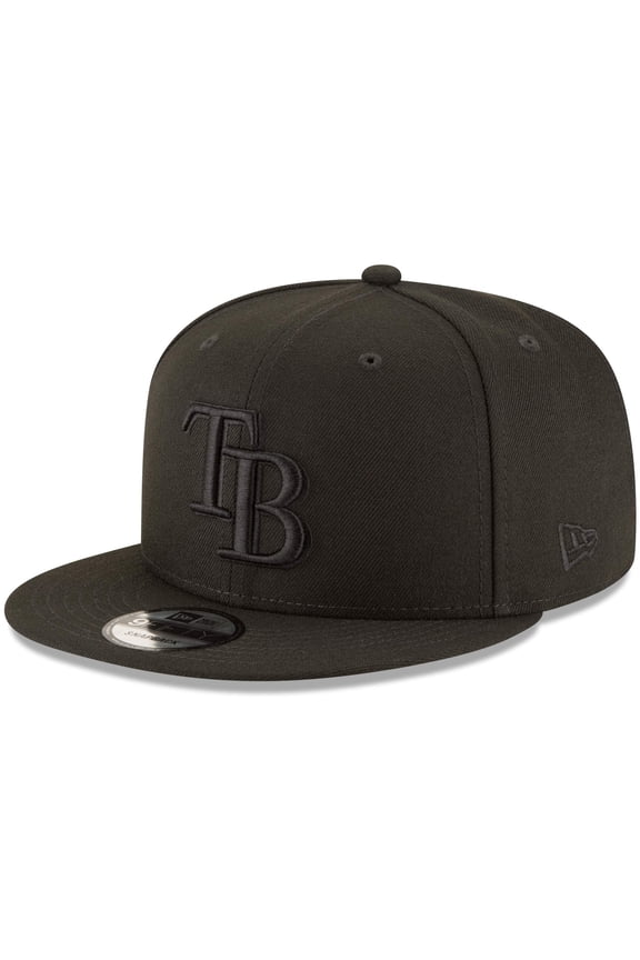 Tampa Bay Rays New Era Black on Black 9FIFTY Team Snapback Adjustable Hat - Black