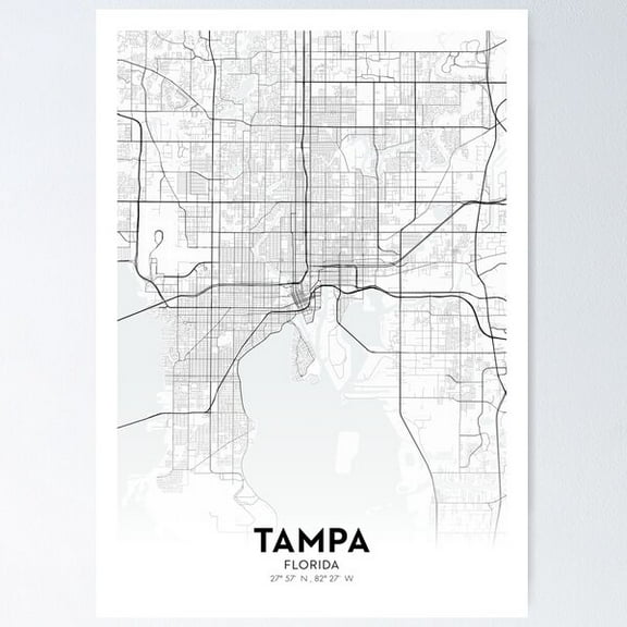 Tampa City Map Poster Wall Art, Modern Wall Decor For Living Room Bedroom, 8x12 UNFRAMED