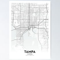 Tampa City Map Poster Wall Art, Modern Wall Decor For Living Room Bedroom, 8x12 UNFRAMED