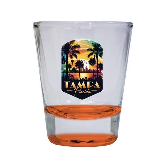 Tampa Florida Design A Souvenir 2 oz Round Shot Glass Orange