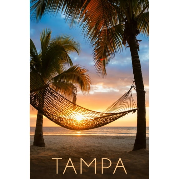 Tampa, Florida, Hammock and Sunset (9x12 Wall Art Print, Home Decor)