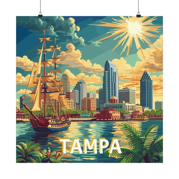 Tampa Florida Matte Vertical Posters Wall Art, Modern Wall Decor, 24x24 UNFRAMED
