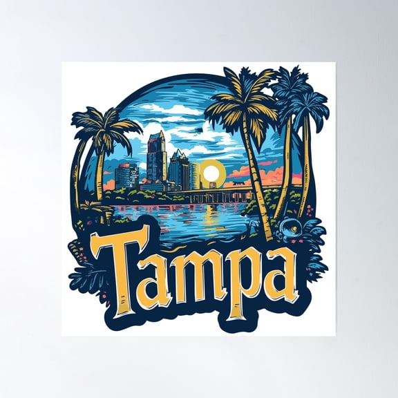 Tampa Florida Poster Wall Art, Modern Wall Decor, 24x24 UNFRAMED
