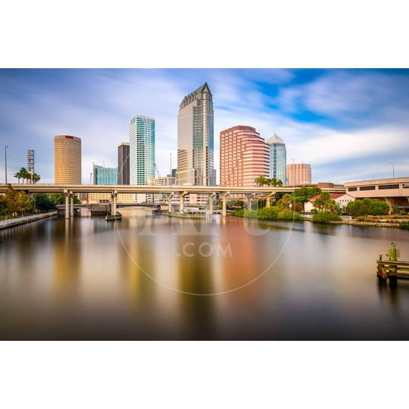 Tampa, Florida, USA Downtown City Skyline on the Hillsborough River, Scenic Unframed Photographic Print Wall Art by SeanPavonePhoto Sold by ArtCom