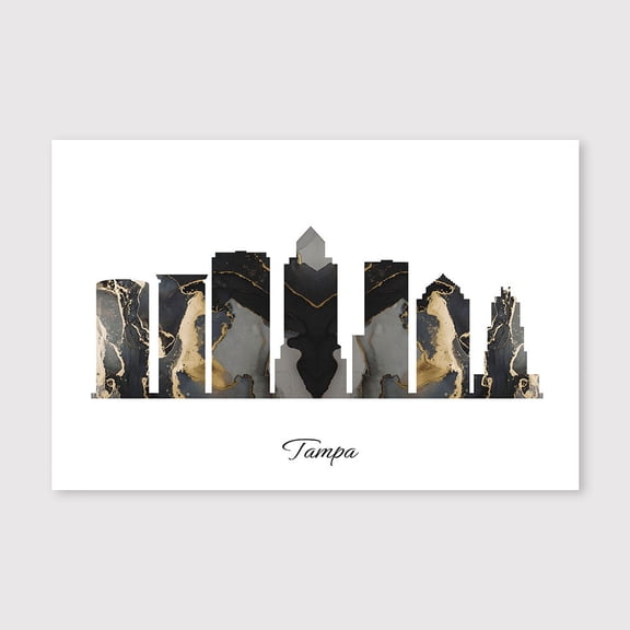 Tampa Skyline Map Poster Canvas Print – Modern Black and White Country Wall Art – 8x12 inch