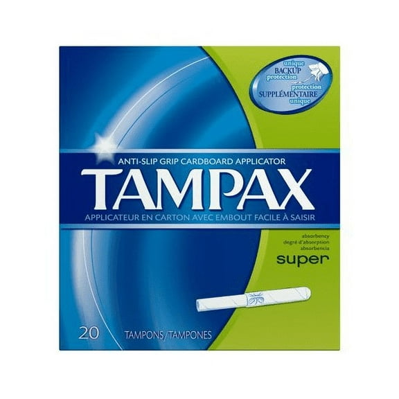 Tampax Anti Slip Grip Cardboard Applicator, Super Absorbency, 20ct, 4-Pack