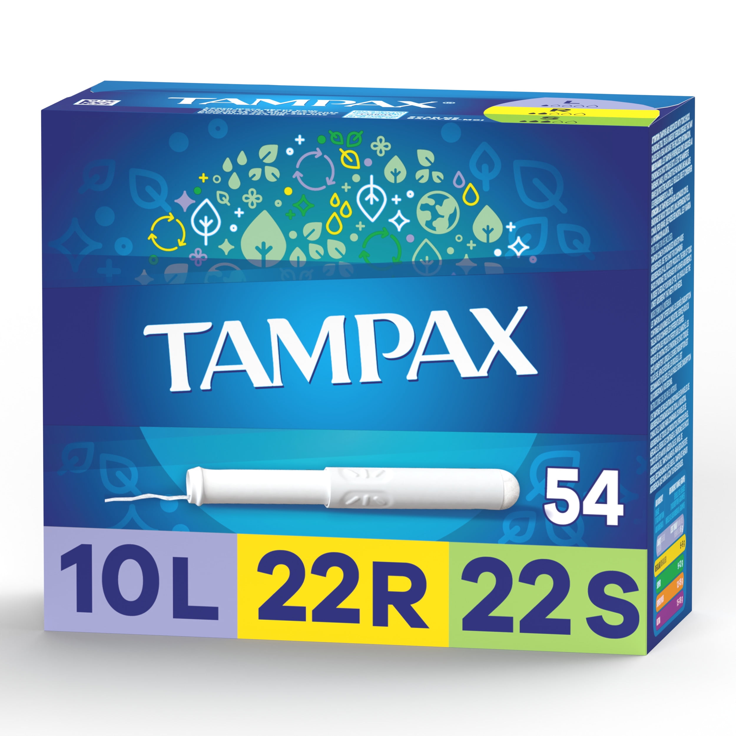 Tampax Cardboard Tampons Trio Pack Light/Regular/Super Absorbency, Anti-Slip Grip, LeakGuard Skirt, Unscented, 54 Count