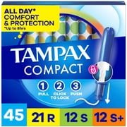 Tampax Compact Pearl Tampons Multipack, Unscented, 45 Count