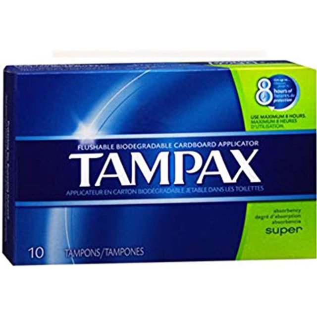 Tampax Flushable Super Tampons 10 ct, Pack of 5