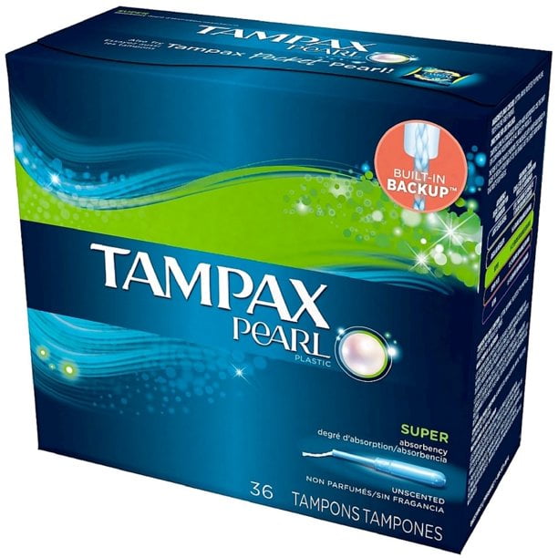 Tampax Pearl Plastic Super Absorbency Tampons, Unscented 36 ea (Pack of 2)