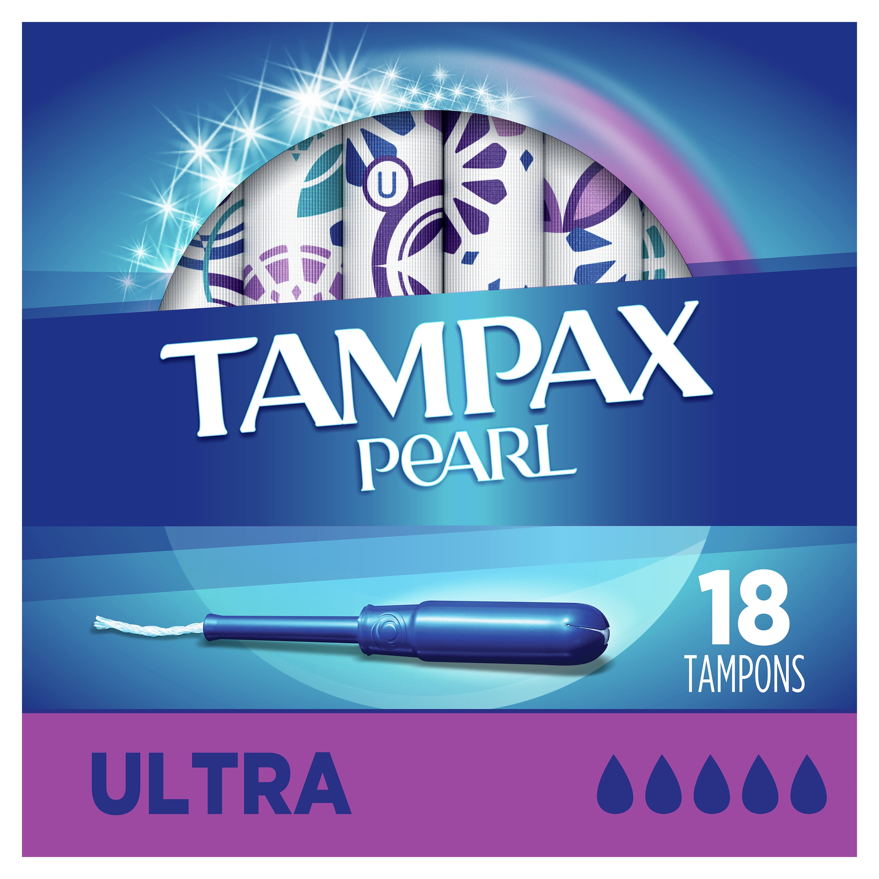 Tampax Pearl Tampons with LeakGuard Braid Ultra Absorbency 18 Ct