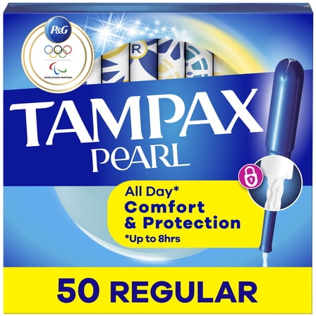 Tampax Pearl Tampons with LeakGuard Braid, Regular Absorbency, 50 Ct