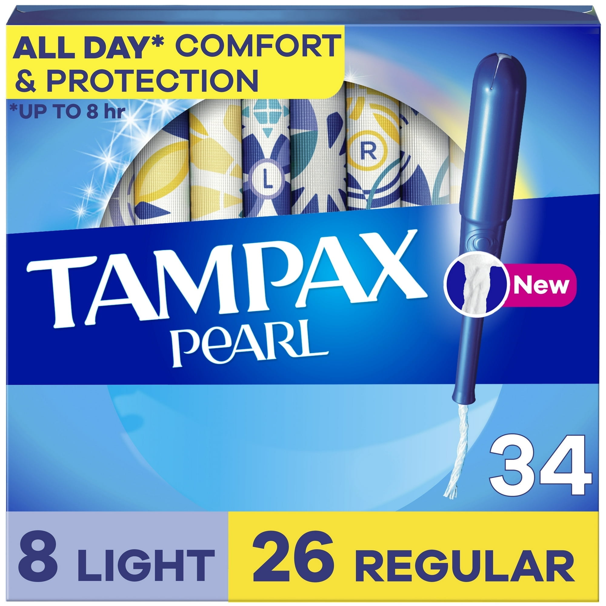 Tampax Pearl Tampons Duo Multipack with LeakGuard Braid, Light/Regular ...