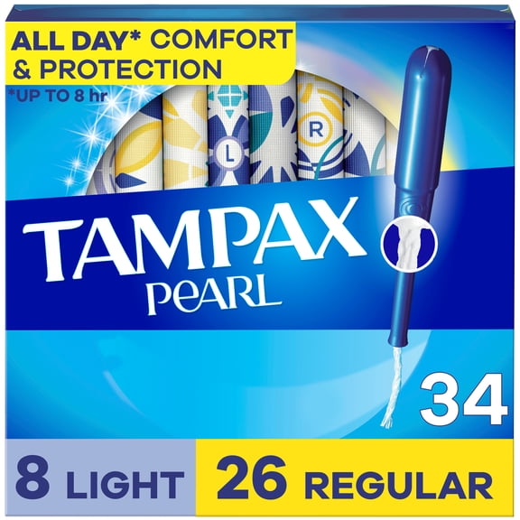 Tampax Pearl Tampons Multipack with LeakGuard Braid, Light/Regular, 34 Count