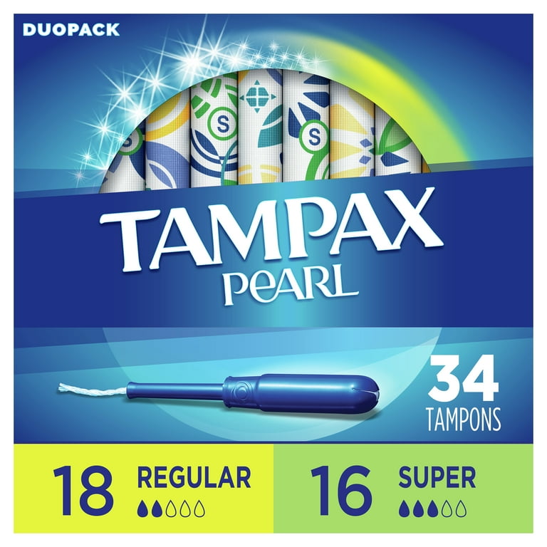 Tampax Pearl Tampons Regular/Super Absorbency w/LeakGuard Braid