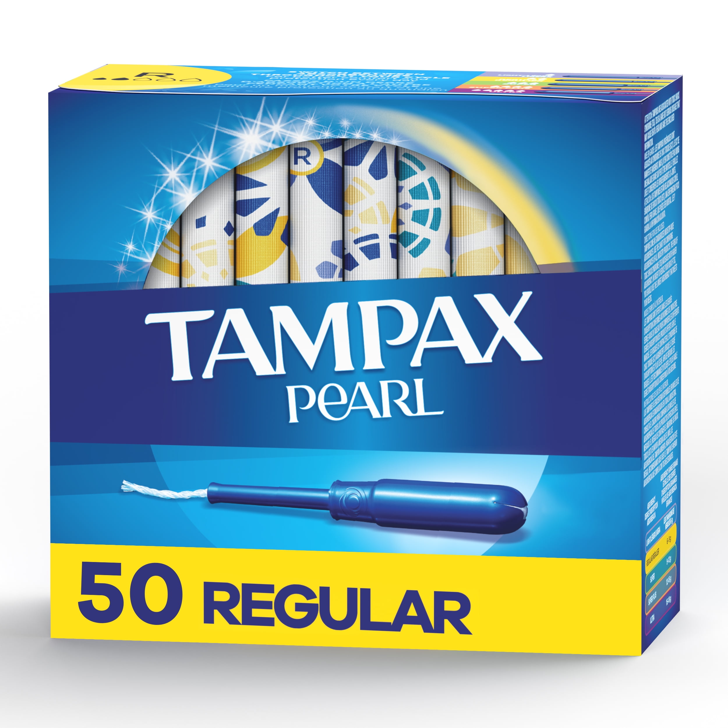 Tampax Pearl Tampons Regular Absorbency with BPA-Free Plastic Braid, Unscented, 50 Ct Walmart.com