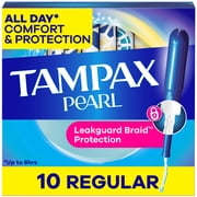 Tampax Pearl Tampons with LeakGuard Braid, Regular, 10 Count