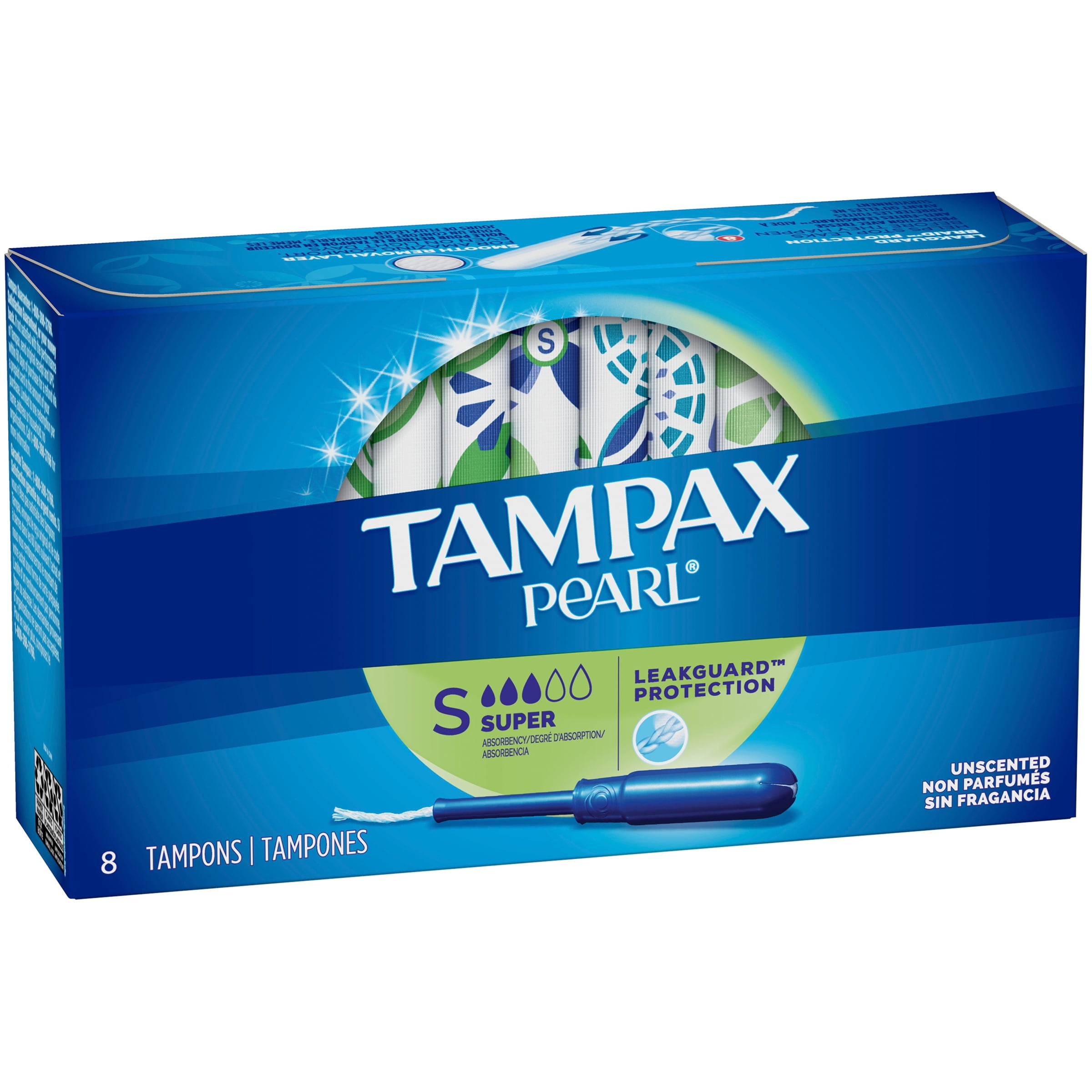 Tampax Pearl Tampons Super Absorbency with LeakGuard Braid, Unscented