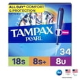 thumbnail image 1 of Tampax Pearl Tampons Multipack with LeakGuard Braid, Super/Super Plus/Ultra, 34 Count, 1 of 10