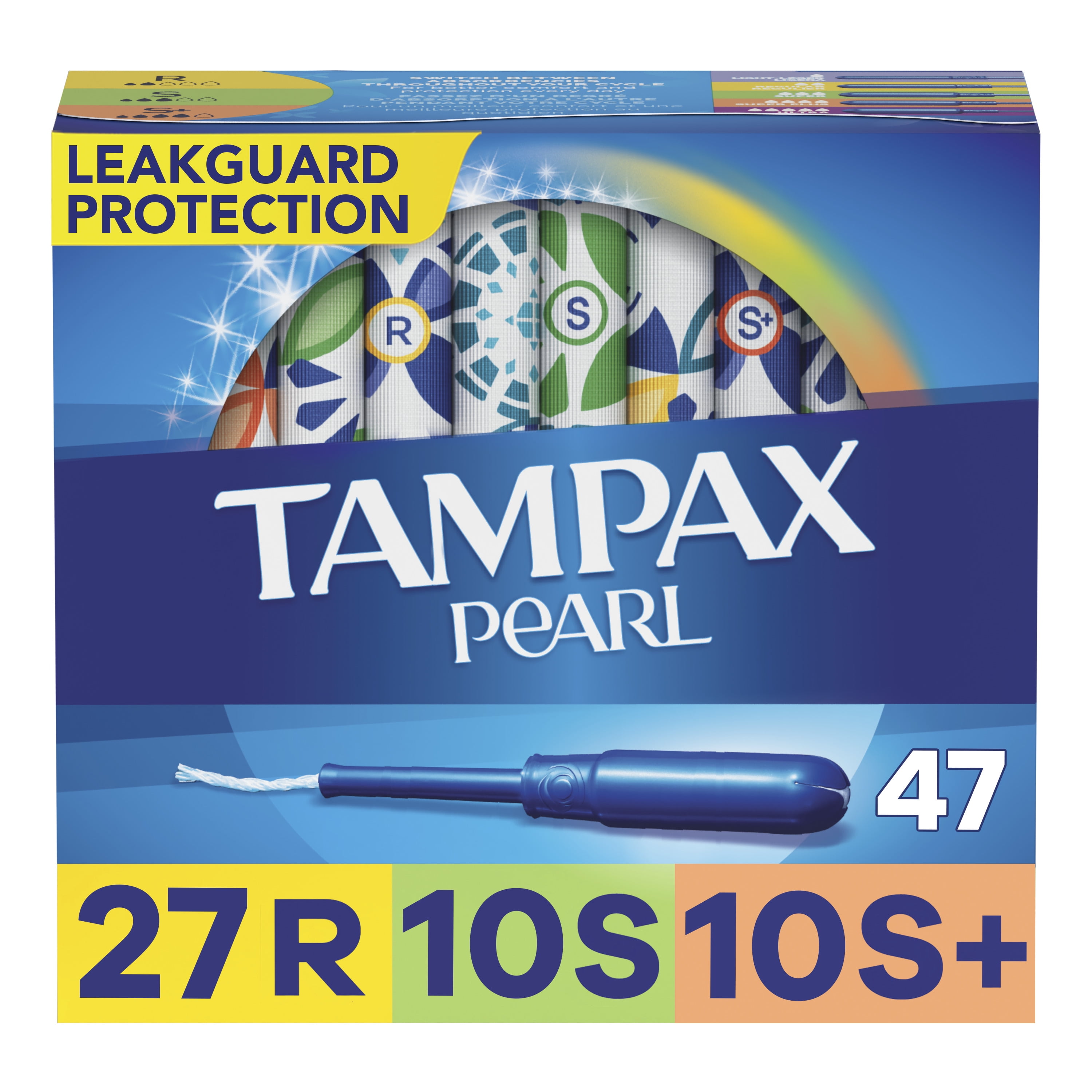 Tampax Pearl Tampons Trio Multipack with LeakGuard Braid, Regular/Super