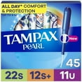 thumbnail image 1 of Tampax Pearl Tampons Trio Multipack, with LeakGuard Braid, Super/Super Plus/Ultra Absorbency, Unscented, 45 Count (4 Pack), 1 of 1
