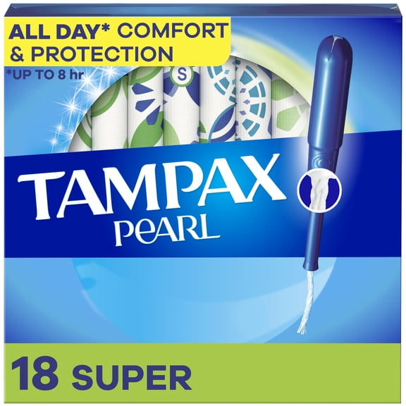 Tampax Pearl Tampons With Plastic Applicator, Super Absorbency, Unscented - 18 Each