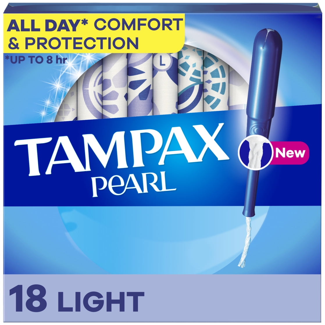 Tampax Pearl Tampons with LeakGuard Braid, Light Absorbency, 18 Ct