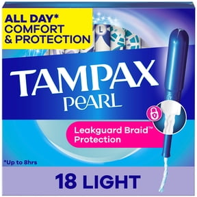 Tampax Pearl Tampons with LeakGuard Braid, Light Absorbency, 18 Count