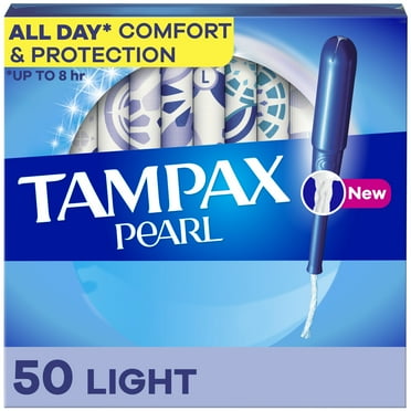 Tampax Pearl Tampons with LeakGuard Braid, Light Absorbency, 50 Ct