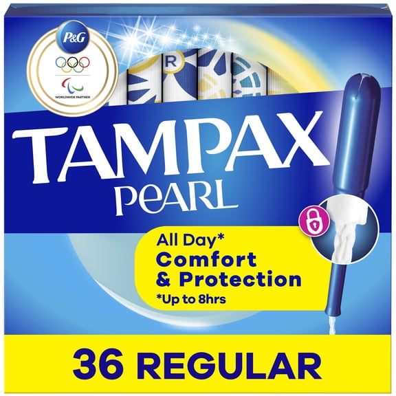 Tampax Pearl Tampons with LeakGuard Braid, Regular Absorbency, 36 Ct