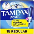 thumbnail image 1 of Tampax Pearl Tampons, with LeakGuard Braid, Regular Absorbency, Unscented, 18 Count, 1 of 14
