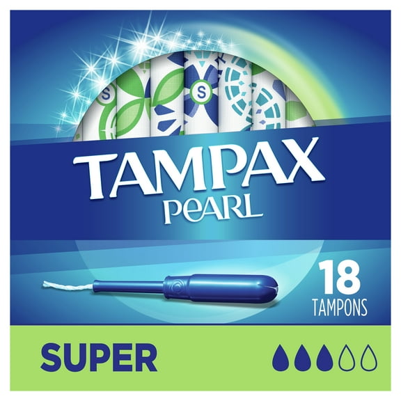 Tampax Pearl Tampons with LeakGuard Braid, Super Absorbency, 18 Count