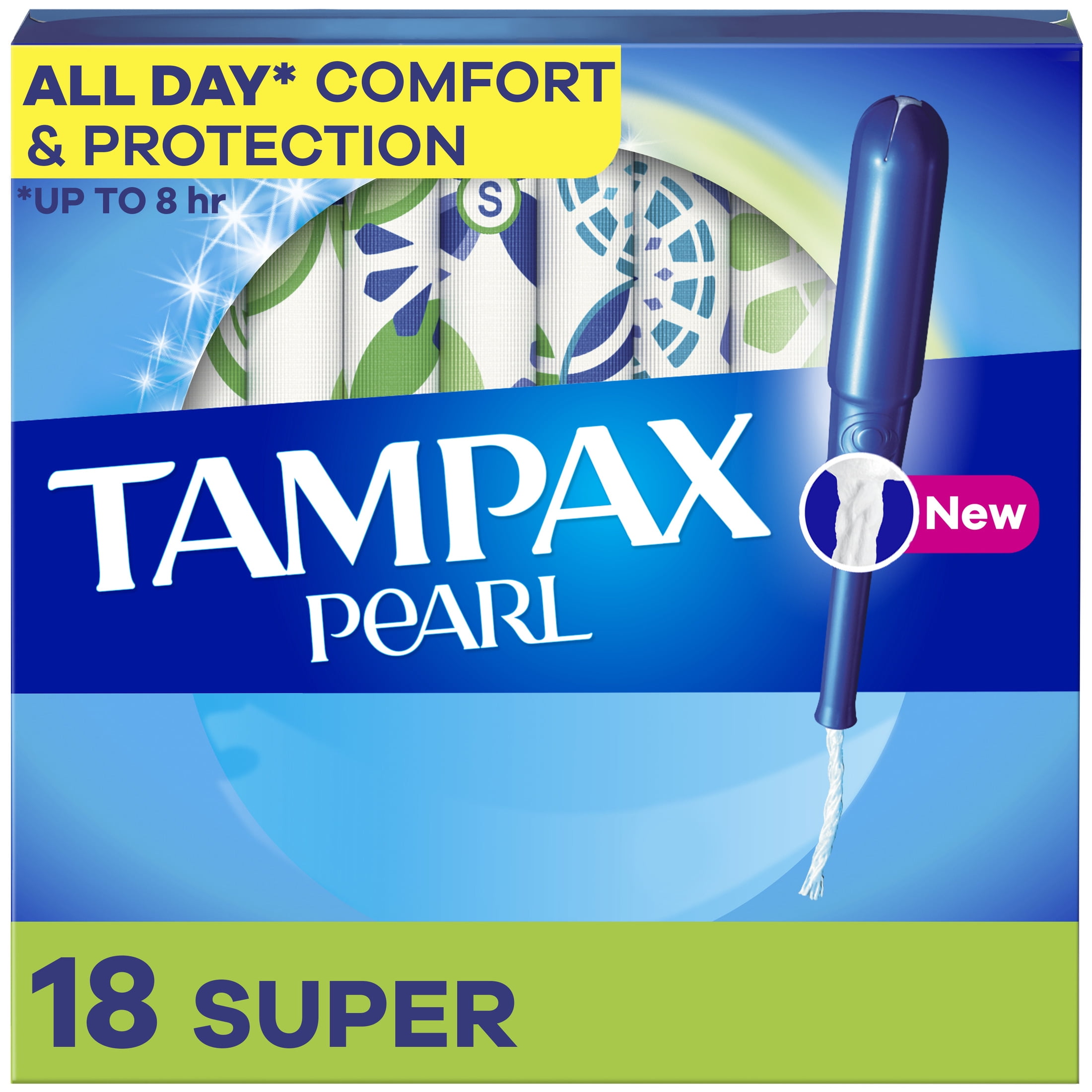 Tampax Pearl Tampons with LeakGuard Braid, Super Absorbency, 18 Count
