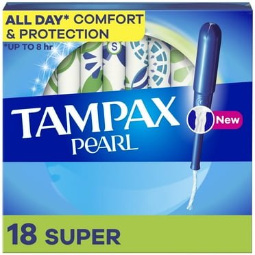 Tampax Pearl Tampons with LeakGuard Braid, Super Absorbency, 18 Count