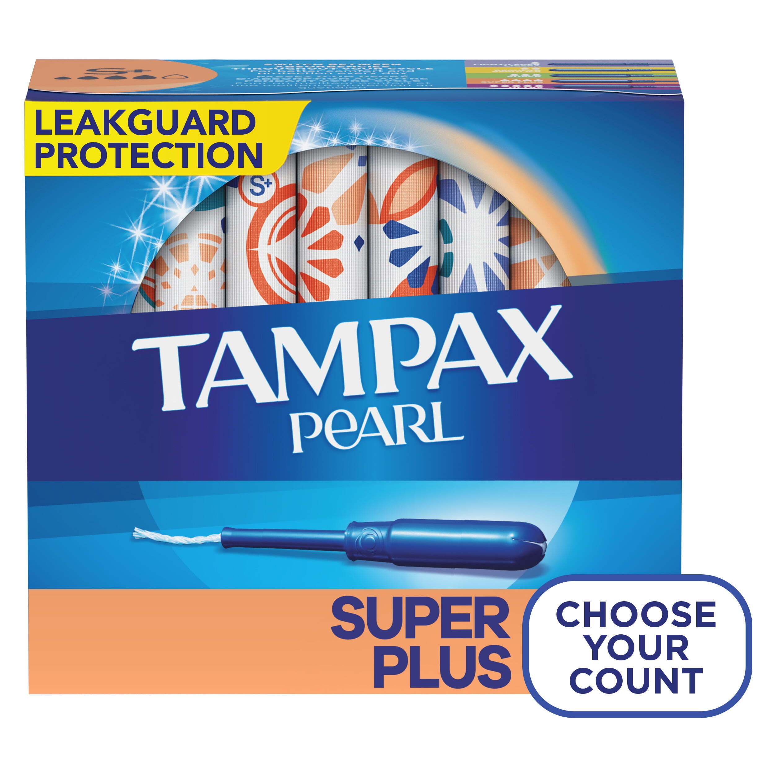  Tampax Pearl Tampons Super Plus Absorbency, with Leakguard  Braid, Unscented, 50 Count : Health & Household