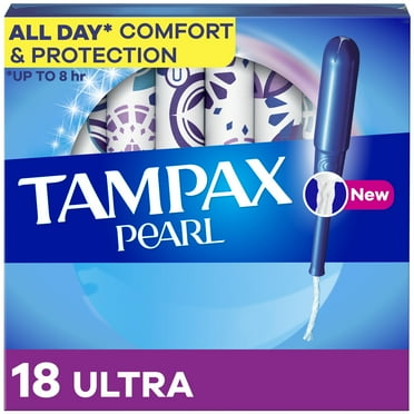 Tampax Pearl Tampons with LeakGuard Braid, Ultra Absorbency, 18 Count