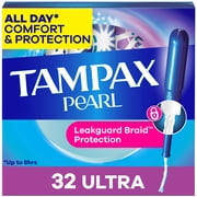 Tampax Pearl Tampons with LeakGuard Braid, Ultra Absorbency, 32 Count