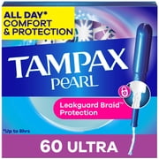 Tampax Pearl Tampons with LeakGuard Braid, Ultra Absorbency, 60 Count