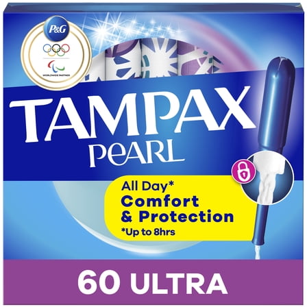 Tampax Pearl Tampons with LeakGuard Braid, Ultra Absorbency, 60 Ct
