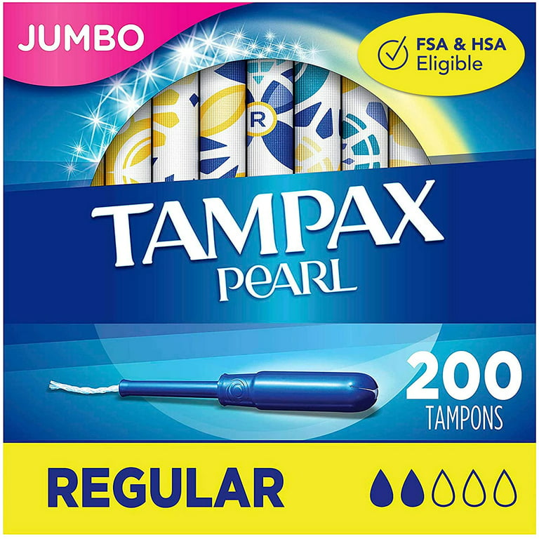 Tampax Pearl Tampons with Plastic Applicator, Regular Absorbency, 50 Count  (Pack of 4)