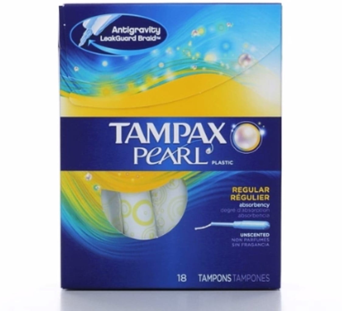 Tampax Plastic Unscented Tampons, Regular Absorbency 18 ea (Pack of 2)