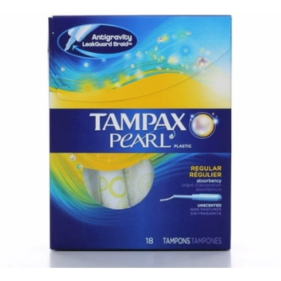 Tampax Plastic Unscented Tampons, Regular Absorbency 18 ea (Pack of 2)