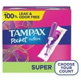 thumbnail image 1 of Tampax Pocket Radiant Compact Plastic Tampons, With LeakGuard Braid, Super Absorbency, Unscented, 14 Count, 1 of 10